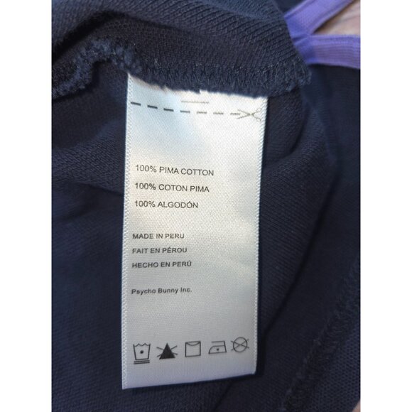 Psycho Bunny Mens Polo Shirt 8 Large Navy W/ Striped Collar - Picture 6 of 8